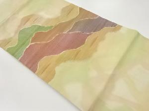 手織り紬抽象道長取模様織出し名古屋帯